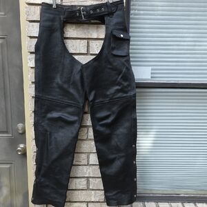 Men's Black Genuine Leather Riding Pants